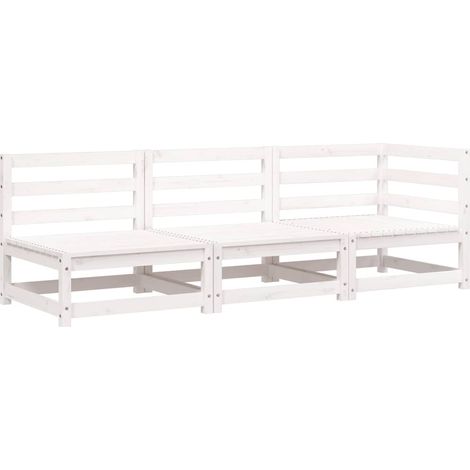 Maison Exclusive - Gartensofa 3-Sitzer Weiß Massivholz Kiefer