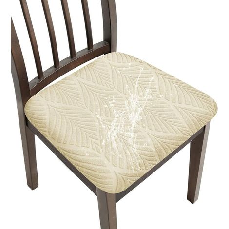 (1 pièce, blanc cassé ) Housse de Chaise Impermeable Extensible Jacquard Amovibles Lavables pour Salle à Manger Hôtel Bureau Cuisine (1/5)