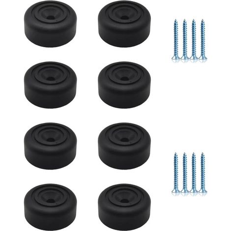 XEPHO Pied de Meuble Noirs 8 pièces Pieds de Meuble Ronds Ø 33 x H 13 mm Pieds d'armoire en Plastique Pieds pour Meubles Canapé Pieds avec 8 vis pour Armoire, canapé, Chaise