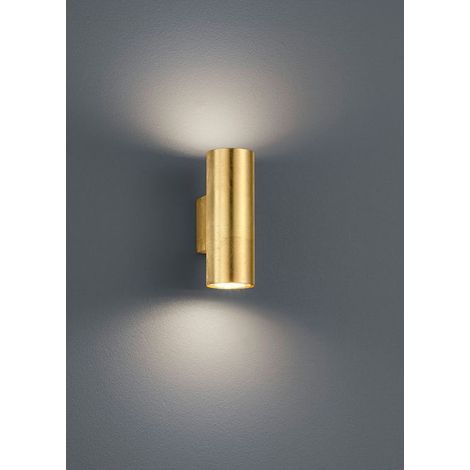 Applique Parete Interno Doppia Emissione Luce Cilindro Foglia Oro Cleo GD Trio