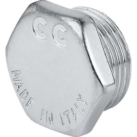 TAPPO MASCHIO ESAGONALE IN OTTONE CROMATO 1"
