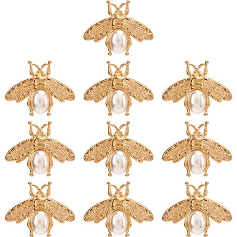 Hellgoldener Perlen-Drehverschluss mit Bienenmotiv, 10er-Pack, Handtaschenschnalle, kreatives Nähzubehör (1/5)