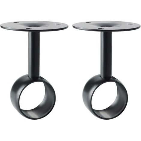 Support de Plafond pour Tringle à Rideau Support Barre Penderie Support de Fixation Réglable avec Vis pour Armoire et Rideau, Lot de 2, Finition Noire Matte en Acier Inoxydable
