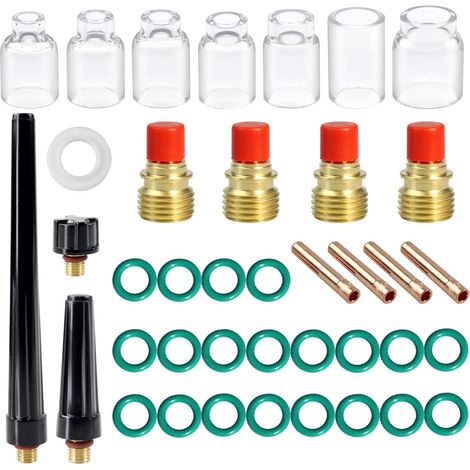 39-piece TIG gas lens collar body & 4-piece 12-piece glass cutting kit. DB SR WP 9 20 25 TIG welding torch.