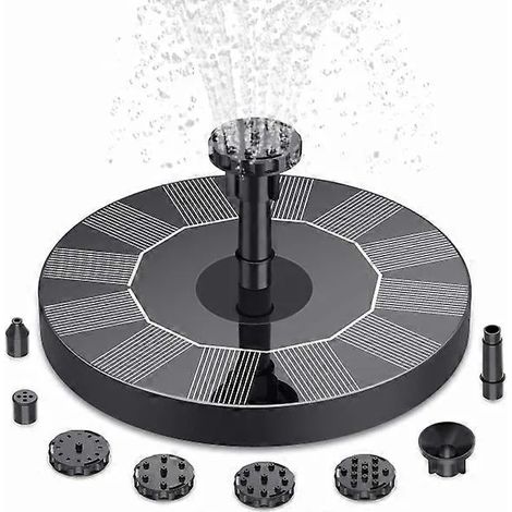 Pompe à eau solaire flottante pour fontaine, avec 6 buses, idéale pour les bains d'oiseaux, les jardins, les bassins, les piscines et les aquariums. (1/5)