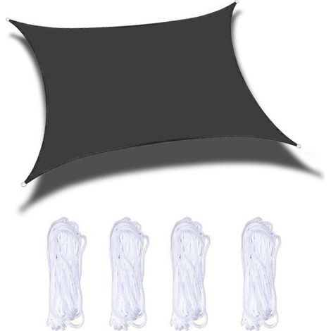 2x3 m voile d'ombrage Noir rectangulaire extérieur auvent de jardin anti - UV (1/4)
