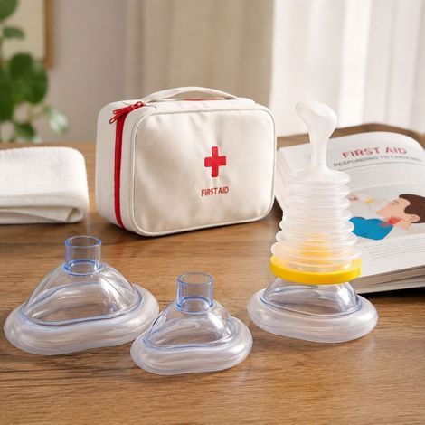 Masque de secours anti-étouffement, dispositif d'urgence à dépression pour adultes et enfants, ABS+PP, kit complet avec housse jaune