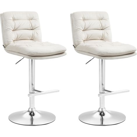 2er Set Barhocker Damar Samt creme chrom