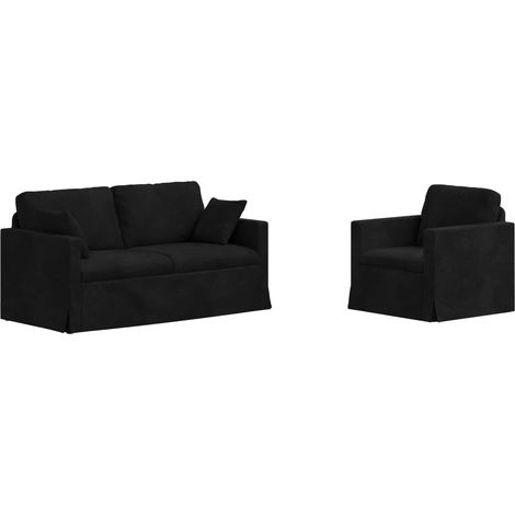 Sofa Set 2 pcs Black 158 x 78 x 80 cm Velvet vidaXL (1/5)