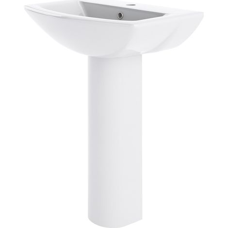 Nuie Knedlington Basin and Full Pedestal 600mm Wide - 1 Tap Hole