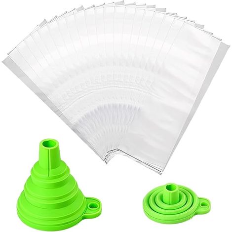 250 pezzi di tubi per ghiaccioli Floup riutilizzabili con imbuto, adatti per yogurt, caramelle, ghiaccioli fatti in casa e bomboniere per feste (257 cm) (1/5)