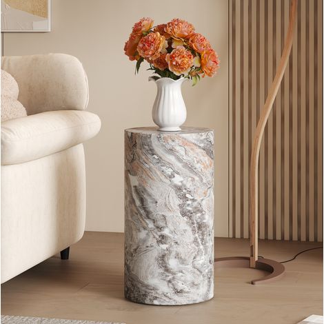 Tavolino rotondo in MDF effetto marmo grigio, Ø 30 x H 55 cm, senza montaggio DESVIAE (1/5)