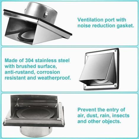 Grille Aeration Grille Ventilation 100mm Grille de Ventilation Grille Hotte Inox, (1/4)