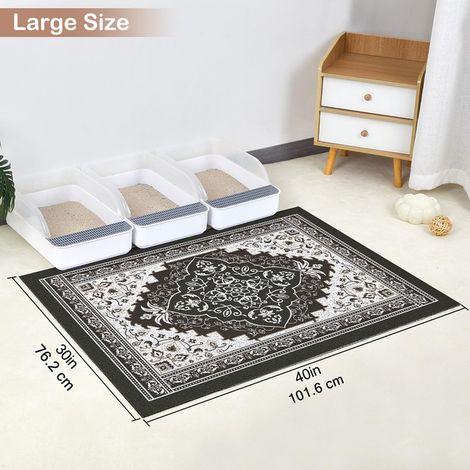 Tapis de litière pour chat Grande taille 76x101 cm Tapis de propreté imperméable et antidérapant pour bac à litière motif vintage (1/5)
