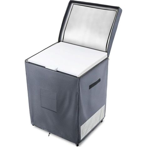 Housse de congélateur extérieur(gris, 55,88 x 63,5 x 85,09 cm), Étanche à l'eau et à la poussière, pour congélateur vertical de 2,3 m³, Modèle intégral, ouverture sur le dessus, avec poche zippée
