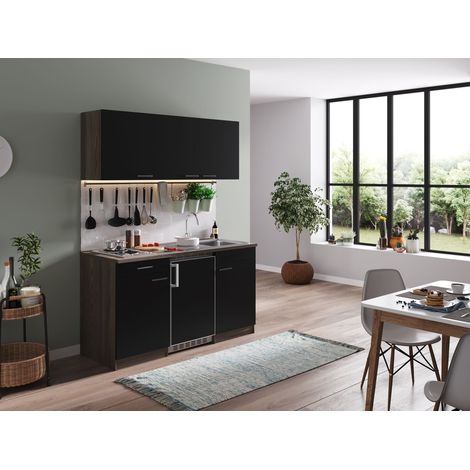 Cuisine Kitchenette Single Chêne York Noir Oliver 150 cm Respekta (1/4)