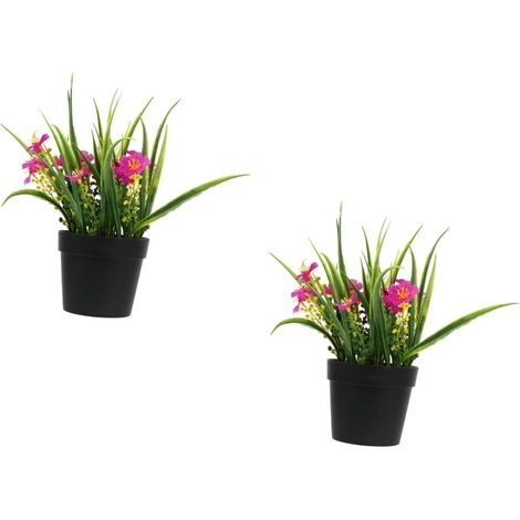 2pièces Plante Artificielle Miniature Potted Bonsai Décoration De Bureau Fausse Plante Pot avec Fleurs Tombantes Idéale pour Maison Bureau (1/5)