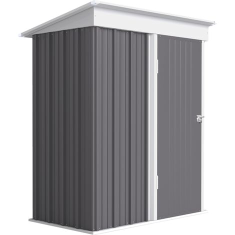 Toit monopente et porte verrouillable pour un rangement extérieur sûr, remise à outils en acier avec étagères (1/5)