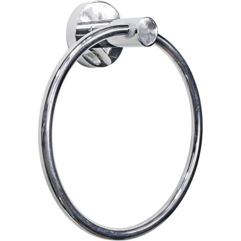 Porta Asciugamani ad Anello da Muro in Acciaio Fissaggio con Viti o Senza Viti con Mastice Colla appendino Asciugamano arredo Bagno (1/3)