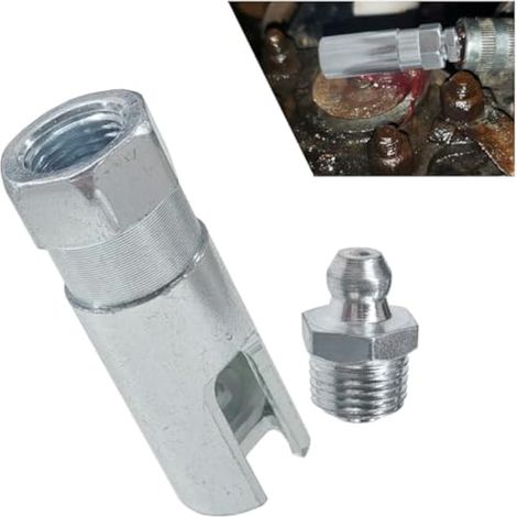 Coupleur de pistolet à graisse pour voiture, angle droit 90 degrés, raccord de mamelon fendu, adaptateur d'embout de pistolet à graisse avec filetage NPT de 0,3 cm pour la plupart des voitures, (1/5)