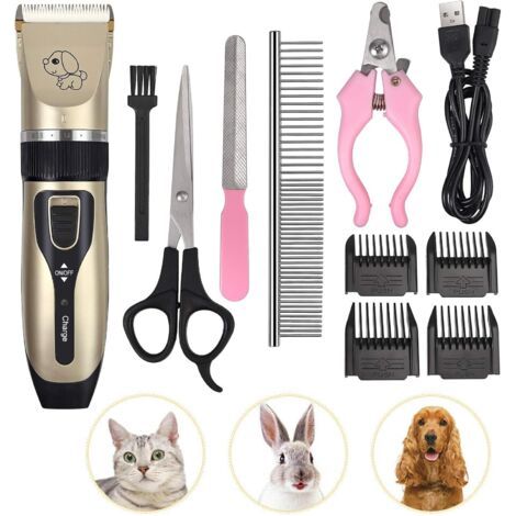Tondeuse chien chat poil long épais - Rechargeable silencieuse - Ciseaux peigne (1/5)