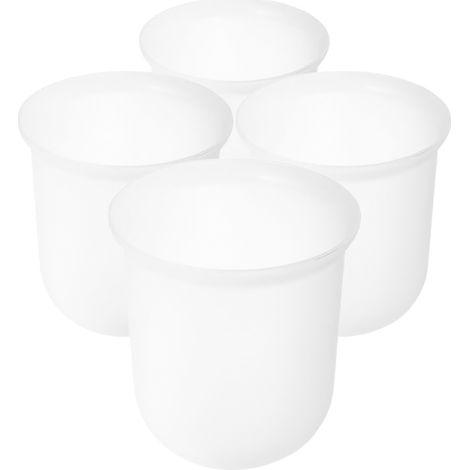 Support Pour Brosse De Toilette - Plastique Blanc - Diamètre 10 Cm Hauteur 12,7 Cm - Design Cylindrique Gain De Place - Lot De 4 (1/5)