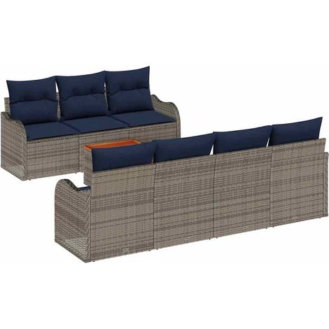 Garden Sofa Set 8 pcs Grey Poly Rattan vidaXL (1/5)