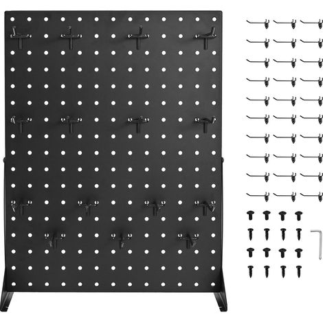 Mophorn Expositor de sobremesa de 43 x 33 cm con 30 ganchos, panel de acero laminado en frío resistente para exhibiciones en tiendas minoristas, comestibles y joyería, color negro (juego de 2) (1/5)