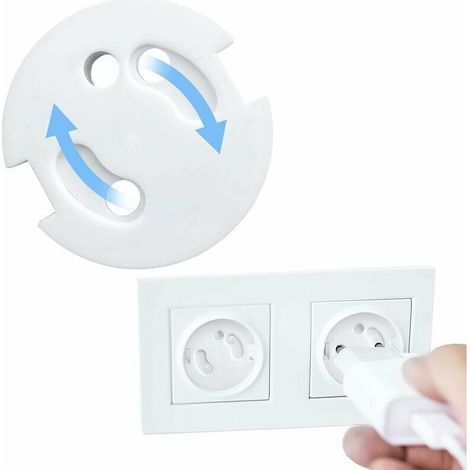 Cache Prise Bébé Français Protection Prises Bebe Caches Prises Electrique Sécurité Enfant Mécanisme Tournant，，10Pcs (1/4)