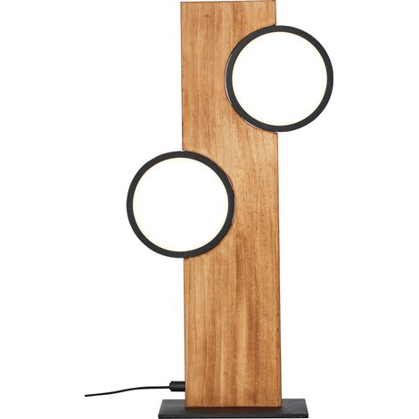 Brilliant Lampe Cheesy LED Tischleuchte 40cm matt schwarz/holz Metall braun 12 W LED integriert