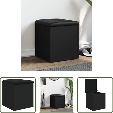 Banc de couloir - Banc de rangement noir 42x42x45 cm bois d'ingénierie (1/5)