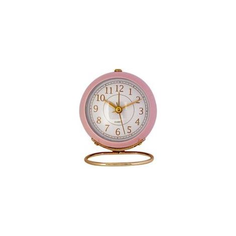Analoger Wecker, kleine geräuschlose Tischuhr, klassischer Retro-Wecker ohne Ticken (rosa)