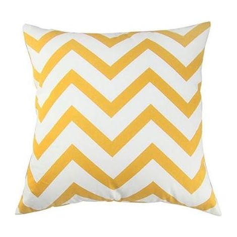 Housse de Coussin Zigzag Jaune 45x45cm, Style Chevrons, Tissu en Polyester avec Fermeture Éclair pour Canapé et Lit (1/3)