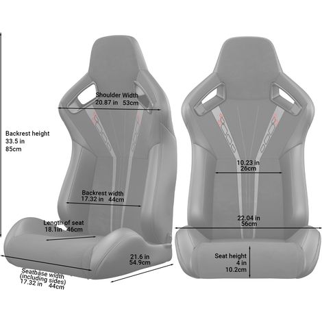 Asientos baquet de competición reclinables universales, PVC negro, con guías, lote de 2 HAVRYA (1/5)