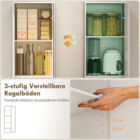 Meuble de cuisine à 5 niveaux, étagères réglables, pour salon, cuisine, cellier, en bois blanc. (1/2)