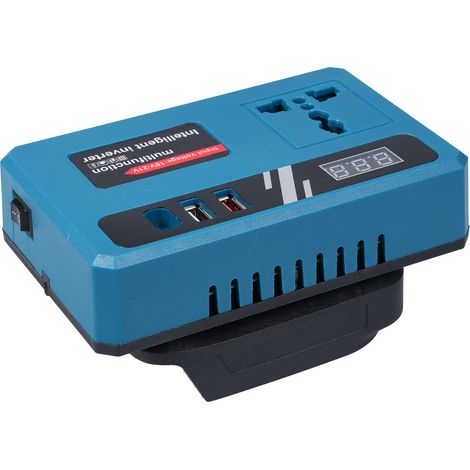Convertisseur 18V 21V vers 180V-220V 150W Onduleur à onde modifiée 2 ports USB 1 Type-C Prise 220V Écran LCD pour batterie Makita Camping Extérieur (1/5)