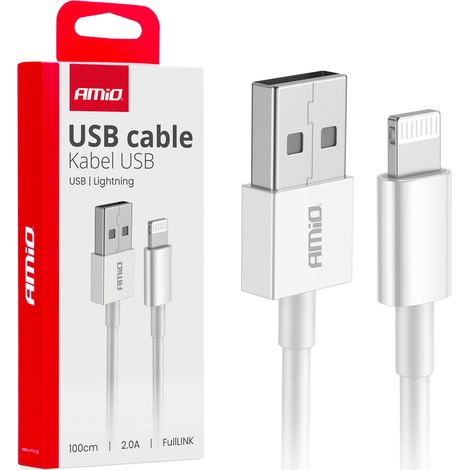 Cavo di ricarica USB-A - LIGHTNING per iPhone, 2A, 100 cm, FullLINK AMIO-03895