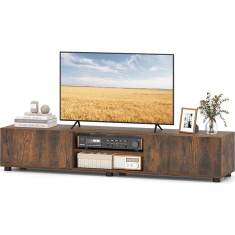 COSTWAY Mobile Supporto Tv Soggiorno 70 Pollici Consolle Media Con Ripiani Armadietto Tv In Legno Con 6 Gambe 2 Ante 160 Cm Basso Moderno Per Soggiorno Camera (1/5)