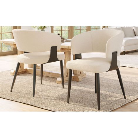 Chaise de salle à manger de haute qualité (2 pièces) Chaise de maquillage Coiffeuse Ergonomie Chaise légère de luxe Dossier incurvé,beige/gris-Go (1/5)