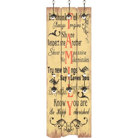 Porte-manteau mural pour Chambre, Salon, Salle de Bain - avec 6 crochets 120 x 40 cm FAMILY OIB8441E (1/5)