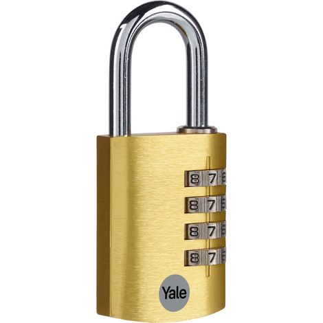 Yale Lucchetto a combinazione in alluminio 38 mm oro: corpo leggero e resistente con oltre 1000 combinazioni e test anticorrosione per protezione quotidiana di armadietti borse e cassette (1/5)