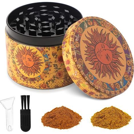 Grinder Effriteuse, Grinder metal pour moulin a sel epices poivre, Grand broyeur 5 cm avec grattoir et brosse en plastique (1/5)