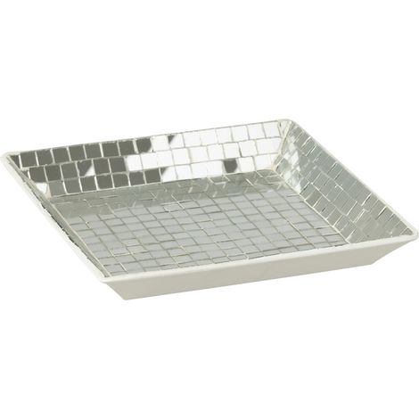 Plateau Mosaïque en Verre "Disco" 20cm Argent (1/4)