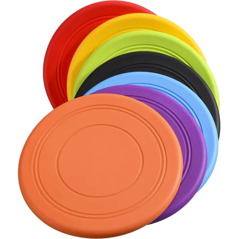 Lot de 7 frisbees pour chiens, 17,8 cm, en caoutchouc, jouets d'exercice flottants interactifs pour chiens, jouets à lancer, pour l'entraînement des animaux de compagnie. (1/5)