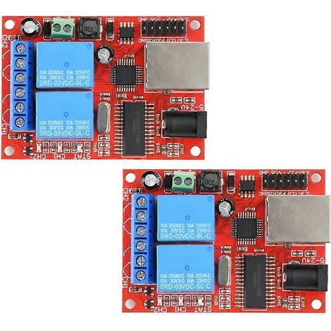 Module contrôleur de réseau à relais Ethernet 2 canaux CC 5-24 V avec contrôle cloud pour la domotique et l'automatisation industrielle (1/5)