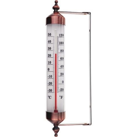 Termómetro para exteriores con indicador, efecto bronce: elegante termómetro para jardín y exterior, apto para temperatura exterior, invernadero, garaje, fácil de colgar (1/5)