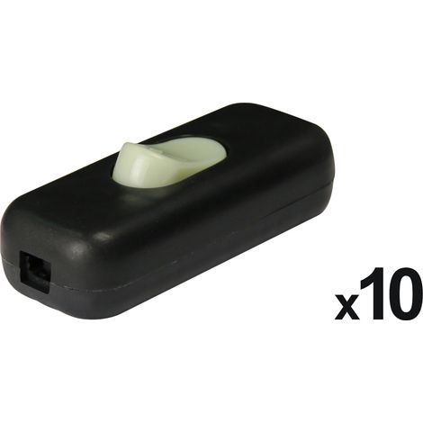 Lot de 10 interrupteurs 2A Bipolaires Luminescent Noir