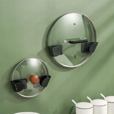 [NUNCA USADO]6 pares de organizadores de tapas de ollas, sin perforaciones, para montaje en pared (1/4)