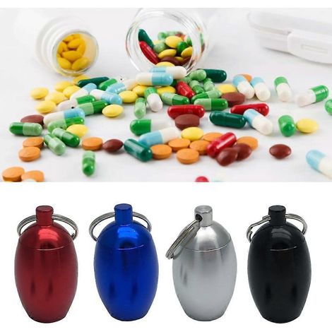 Boîte de rangement pour pilules en alliage d'aluminium en forme d'œuf, de type poche, pour le rangement des médicaments (1/4)