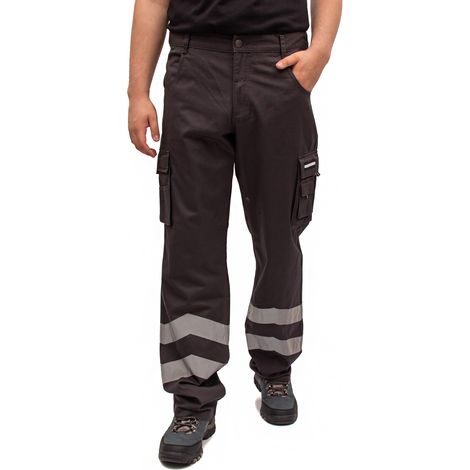 schwarze Arbeitshose, Herren-Arbeitshose, Sicherheitshose, reflektierend, Größe 46